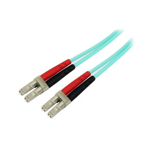 Aqua OM4 Duplex Multimode Fiber Optic Cable 2M